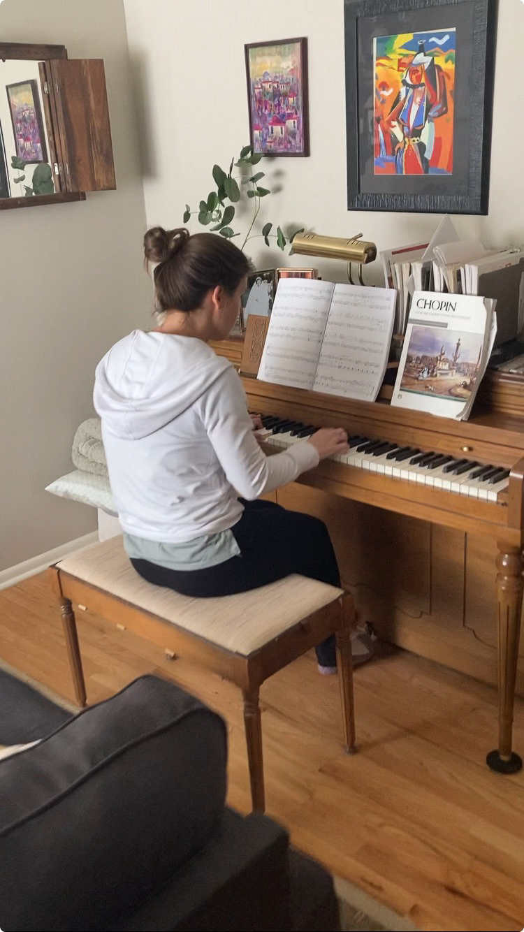 Kristen Enjoys Playing the Piano